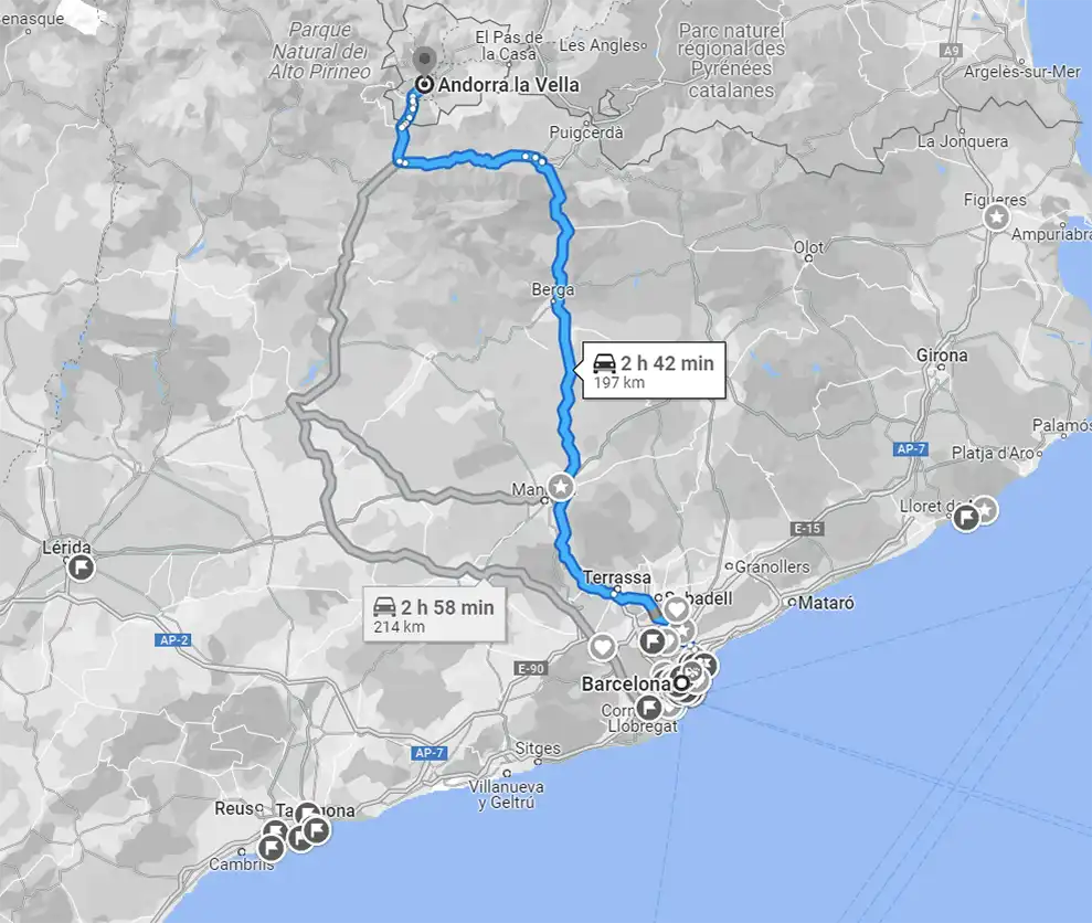 route Barcelona Andorra