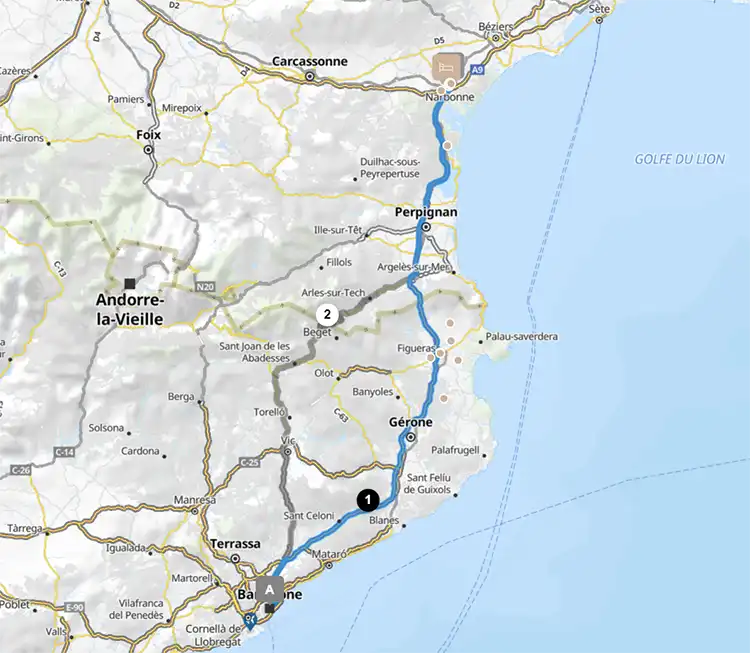 Map Barcelona To Narbonne